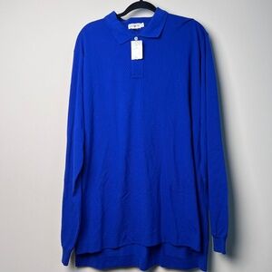 J. Crew Oarsman Long Sleeve Button Royal Blue Polo Men’s XL NWT